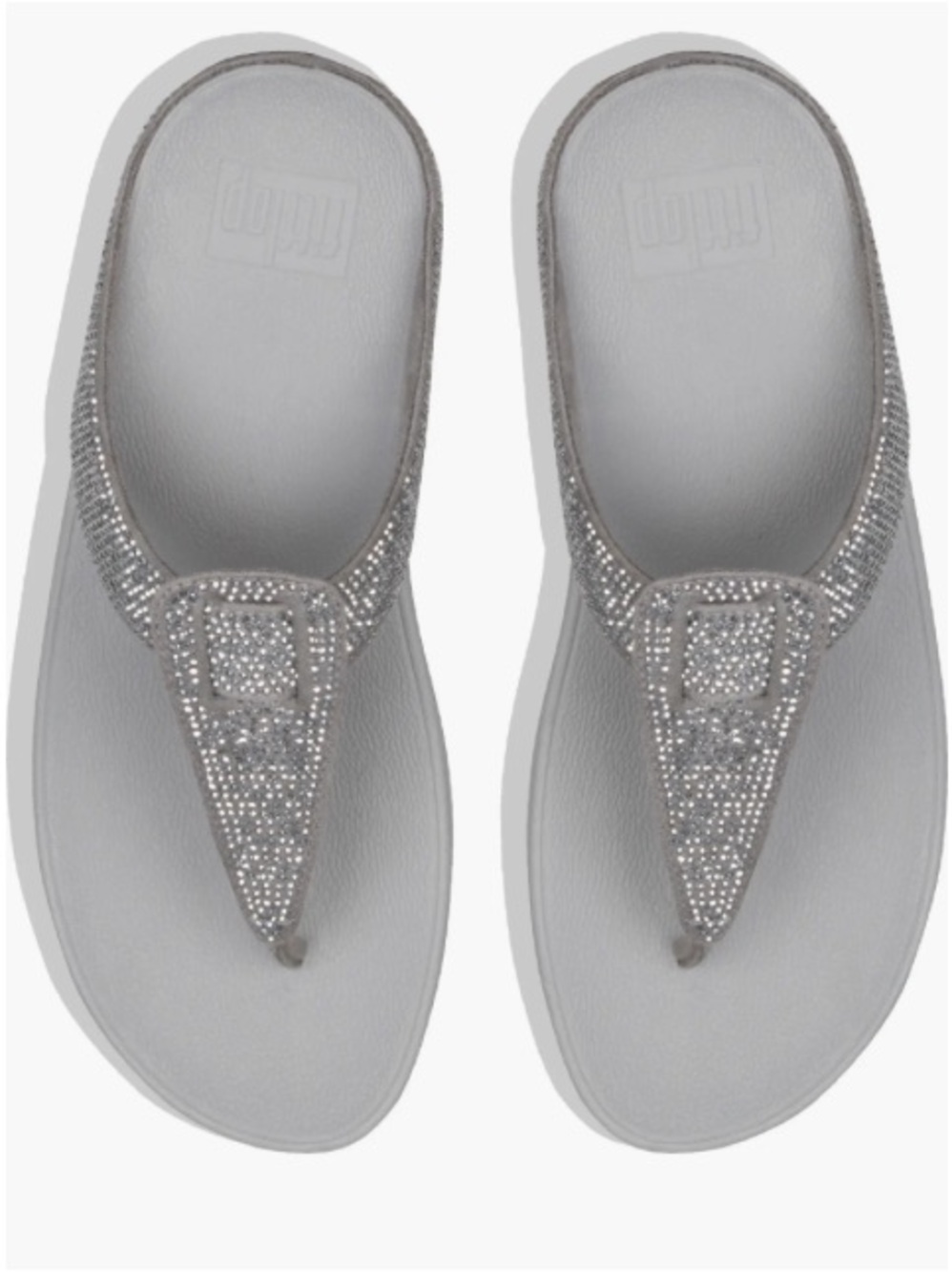 FitFlop Silver Rhinestone Thong Sandals